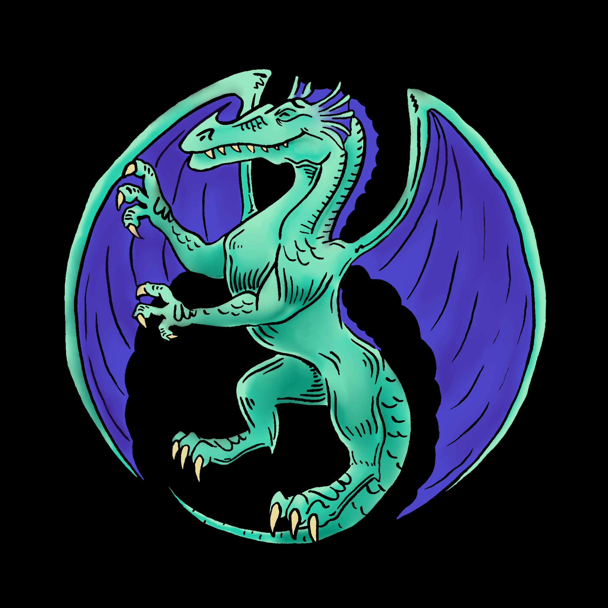 Green Dragon with Blue Wings